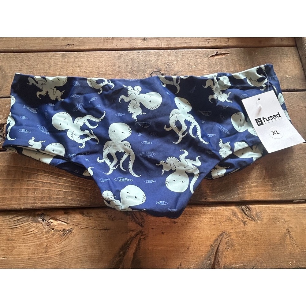 Fused Hawaii Kona Bikini Bottom Swimwear XL NWT Happy He'e Octopus Blue